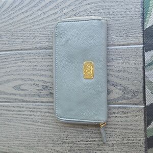 Joy Mangano Gray Leather Zip Around Wallet